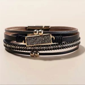 NWT began Faux leather bohemian stacked/multilayer druzy bracelet new with tags